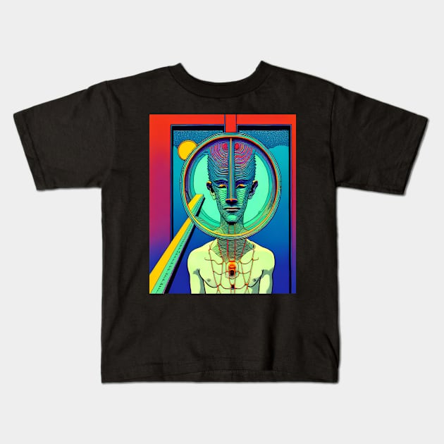 Trippy abstract Humanoid Kids T-Shirt by Trip Tank